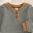 thumbnail image 7 of HCNTES Newborn Baby Boy Clothes Infant Boy Romper Fall Winter Outfits Bodysuit 2Pcs Striped Long Sleeve Top Overalls(12-18 Months,b8-Brown), 7 of 7