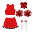 thumbnail image 6 of renvena irls Cheer Dance Costume Halloween Sleeveless Crop Top Pleated Skirt Cheerleading Uniform Dress B Red 4, 6 of 7