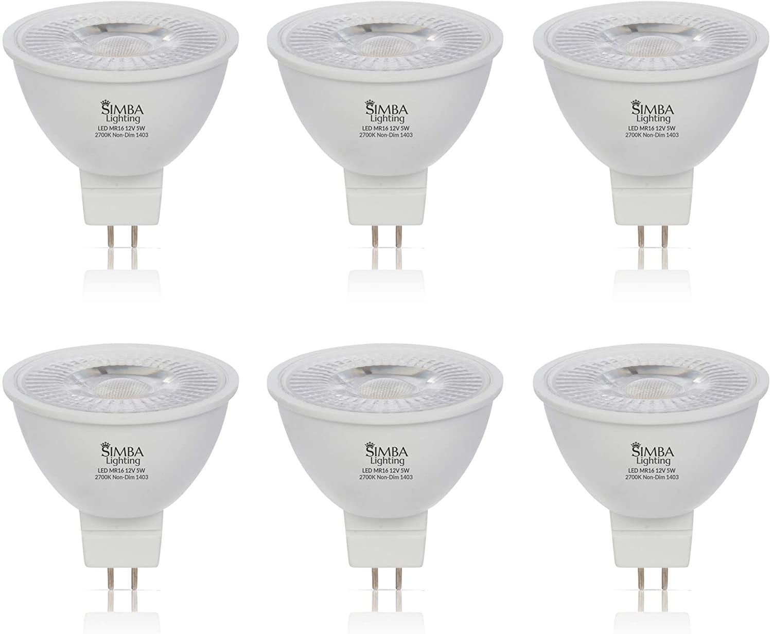 50W Equivalent Aluminum 12V AC/DC 5W 5-Pack HERO-LED MR16-U6S-WW Dimmable MR16 GU5.3 Low Voltage LED Halogen Replacement Bulb UL Approved Warm White 3000K 