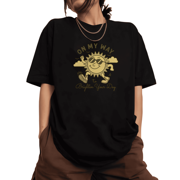 Bright Sun Print Tshirt Graphic Tees Black Shirts S-5XL Positive Vibes Tops