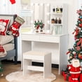 thumbnail image 2 of USIKEY Vanity Table Set for Gift with 10 Hollywood Style Lights, Dressing Vanity Table with 2 Long Shelves and 2 Big Drawers, Makeup Table with Cushioned Stool for Women, Girls, Bedroom, White, 2 of 10