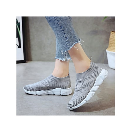

Ymiytan Womens Ladies Sneakers Knit Trainers Slip On Shoes Sport Casual Running Shoes