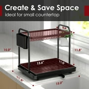 Sakugi Dish Drying Rack, 2-Tier Stainless Steel Dish Racks, Dish Drainer for Kitchen Counter, Black