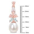 thumbnail image 2 of Miabella Women's 8.5-9mm Cultured Freshwater Pearl and 2-1/5 Carat T.G.W. Pear-Cut Morganite, Marquise-Cut Aquamarine and White Topaz 18kt Rose Gold Plated Sterling Silver Floral Cluster Earrings, 2 of 4