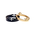 thumbnail image 2 of Metals Jewelry Men's / Women's Cross Puzzle Ring Matt Black and Polished Gold Plated 2 Pieces Size 13, 2 of 3