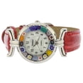 thumbnail image 3 of GlassOfVenice Murano Millefiori Watch With Leather Band - Silver Red Multicolor, 3 of 5