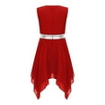 thumbnail image 4 of iixpin Kids Girls Metallic Liturgical Praise Dance Dress Sleeveless Lyrical Ballet Dance Dresses Performance Costume Red 16, 4 of 7