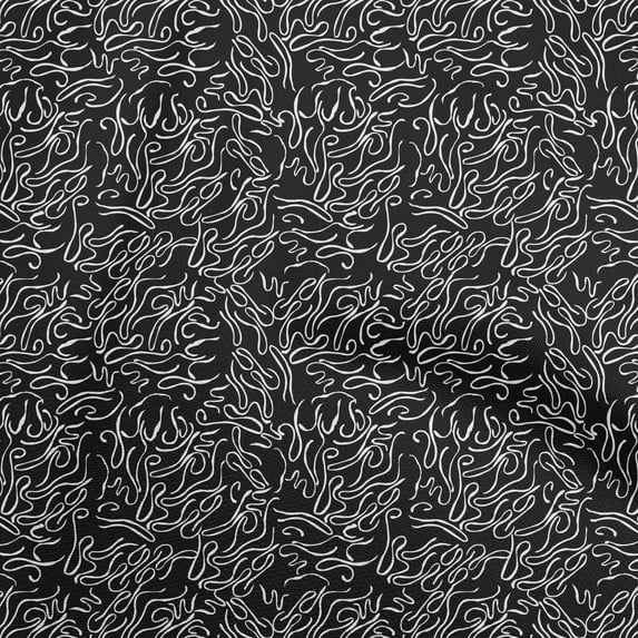 oneOone Cotton Jersey Black Fabric Abstract Line Quilting Supplies Print Sewing Fabric By The Yard 58 Inch Wide