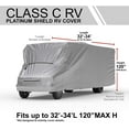 thumbnail image 2 of Platinum Shield Weatherproof RV Cover Compatible with Class C RV 32' - 34' Long - Outdoor - Protect from Water, Snow, Sun - Fleece Lining - Includes Cable Lock, Storage Bag & Wind Straps, 2 of 6