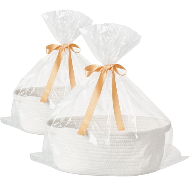 Cesta de regalo Kodomoore, cuerda tejida de algodón, 30 x 20 x 13 cm, paquete de 2