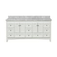 thumbnail image 2 of Abbey 72" Double Bathroom Vanity with White Cabinet and Carrara Marble Top, 2 of 6