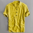 thumbnail image 2 of LIUJUNSHOP Men's Gradient Dyed Breathable Shirt Cool Hanging Thin Summer Blouse Comfortable Casual Wear Yellow XL, 2 of 4