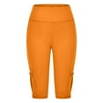 thumbnail image 2 of QIJUNTUO Women's Performance Compression Workout Shorts With Pockets High Waisted Yoga Activewear For Gym Running Knee Length Orange, 2 of 6