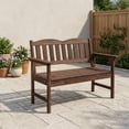 thumbnail image 4 of Weather-Resistant Poly Lumber Garden Bench – 2-Person Outdoor Patio Loveseat – Heavy-Duty Slatted Seating for Yard, Porch, Park, or Backyard – Easy Assembly – Light Brown, 4 of 6