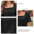 thumbnail image 6 of Hollowed-Out Top in Vintage Pattern, Short Sleeve, Pure Color, Breathable and Casual Pullover - Black, Size L, 6 of 7
