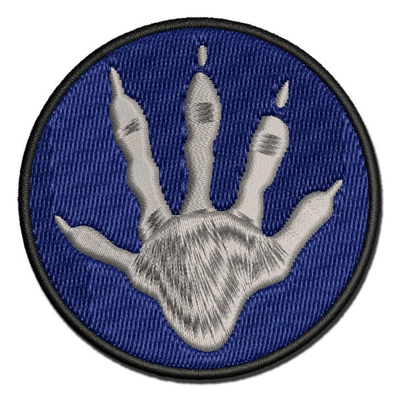 Raccoon Trash Panda Hand Print Applique Multi-Color Embroidered Iron-On Patch - 2.5 Inch Small