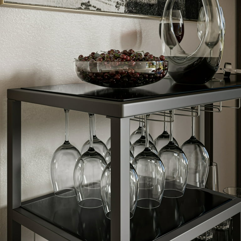 Holly & Martin Zephs indoor Bar Cart - Gunmetal Gray with Black