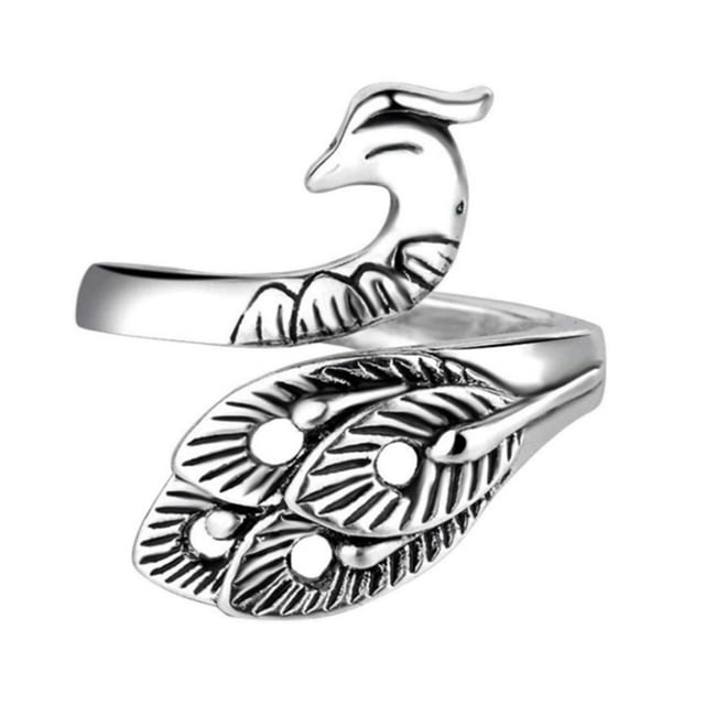 Sywqhk Anillos de pavo real con apertura de aleación Vintage, anillo de tejer ajustable, manualidades de hilo Sywqhk Para estrenar