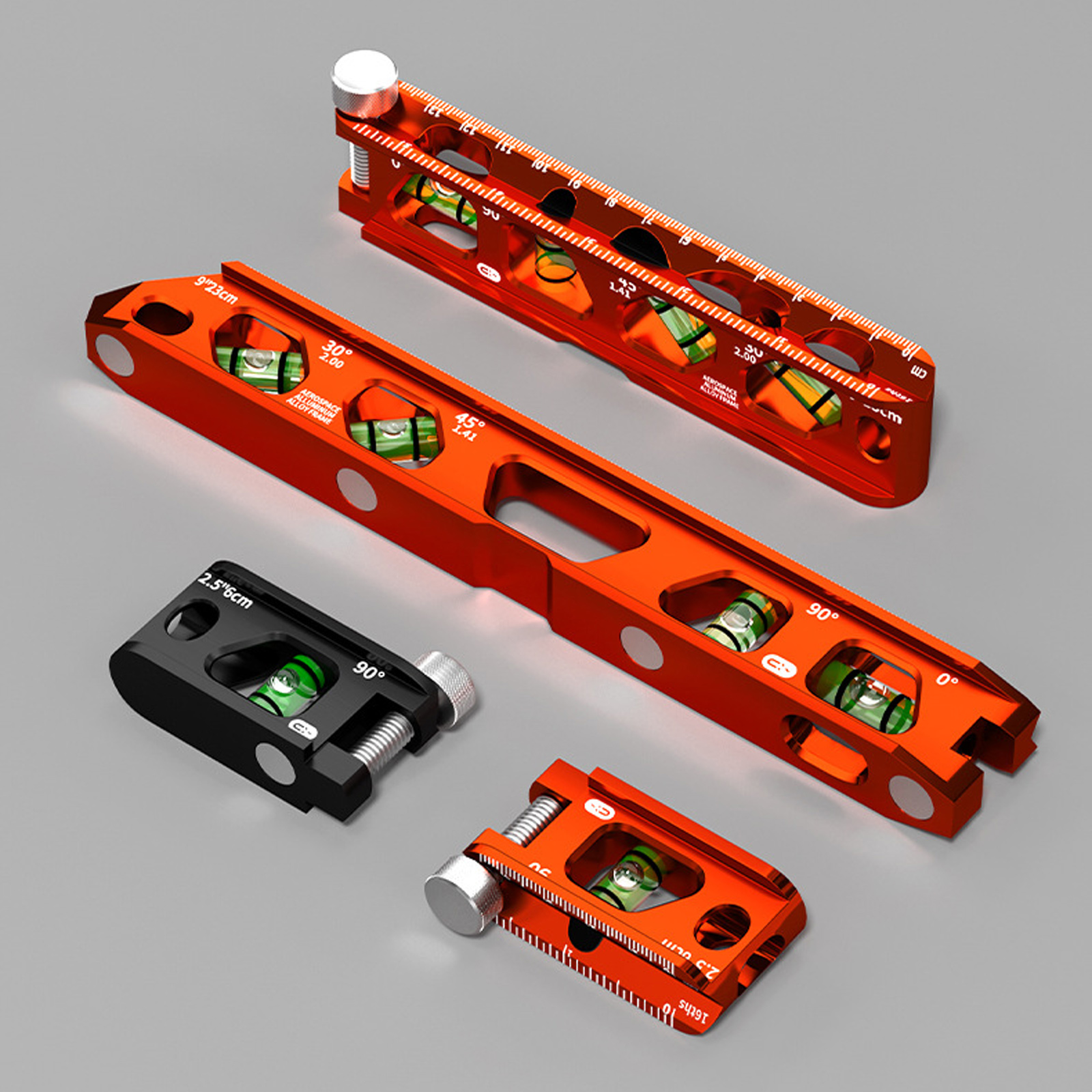Industrial Spirit Levels Track 2.5inch/6inch/9inch Lightweight Aluminum Double Scale Adjustable Clamps Design