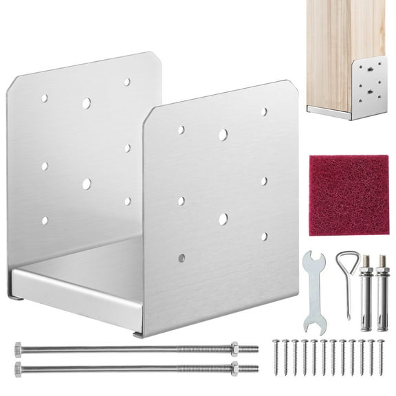VEVOR 6"x 6" Post Base, 1Pcs Stainless Steel Adjustable Post Anchor Bracket(Internal 5.9 x 5.5"), Adjustable Post Base for Pavilion Deck Porch Handrail Railing Support Decorative Anchor Plate