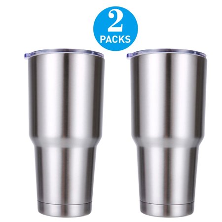 Back to School 2PACK Tumbler 30 oz. Double Wall Stainless Steel Vacuum Insulation Travel Mug with Lid Water Coffee Cup Works Great For for Ice Drink, Hot (Best Travel Mug For Hot Drinks)