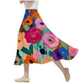 thumbnail image 2 of Nmnitkp Skirts for Women Casual Floral Prints Women's Pleated Skirt Chiffon Elastic Waist A-Line Midi Length Skirt Fashionable Trends Maxi Skirt, 2 of 7