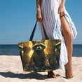 thumbnail image 4 of Yiaed Tree Meditating Raccoon Print Large Capacity Beach Travel Bag - Waterproof Zipper Vacation Tote for Sandproof Storage, and Camping, 4 of 5