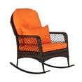 thumbnail image 6 of Ktaxon Outdoor Wicker Rocking Chair for Patio, Porch Weather-Resistant , Brown Wicker with Cushions - Orange, 6 of 11