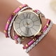 thumbnail image 2 of Reloj de cuarzo de aleación de PU multicapa con cuerda trenzada de moda retro para mujer (rojo rosa), 2 of 4
