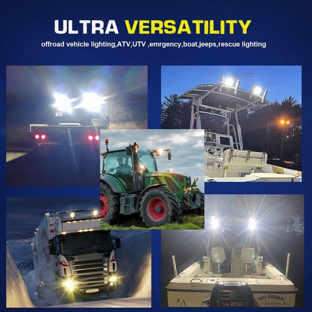 Biglion.x White 4inch LED Boat Lights Flood Beam Square Offroad Light Bars Driving Work Lights 2PCS Waterproof Led Deck Dock Marine Light Cube Pods for Truck Off-Road Car SUV ATV
