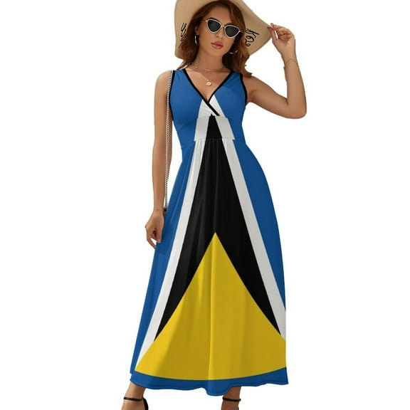 Saint Lucia Flag Sleeveless Dress Summer Women Clothes Dress for Pregnant Women Dresses