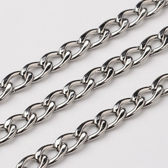 Resistant 304 Stainless Steel Twisted Chains Curb Chains Unwelded Stainless Steel Color 3x1mm