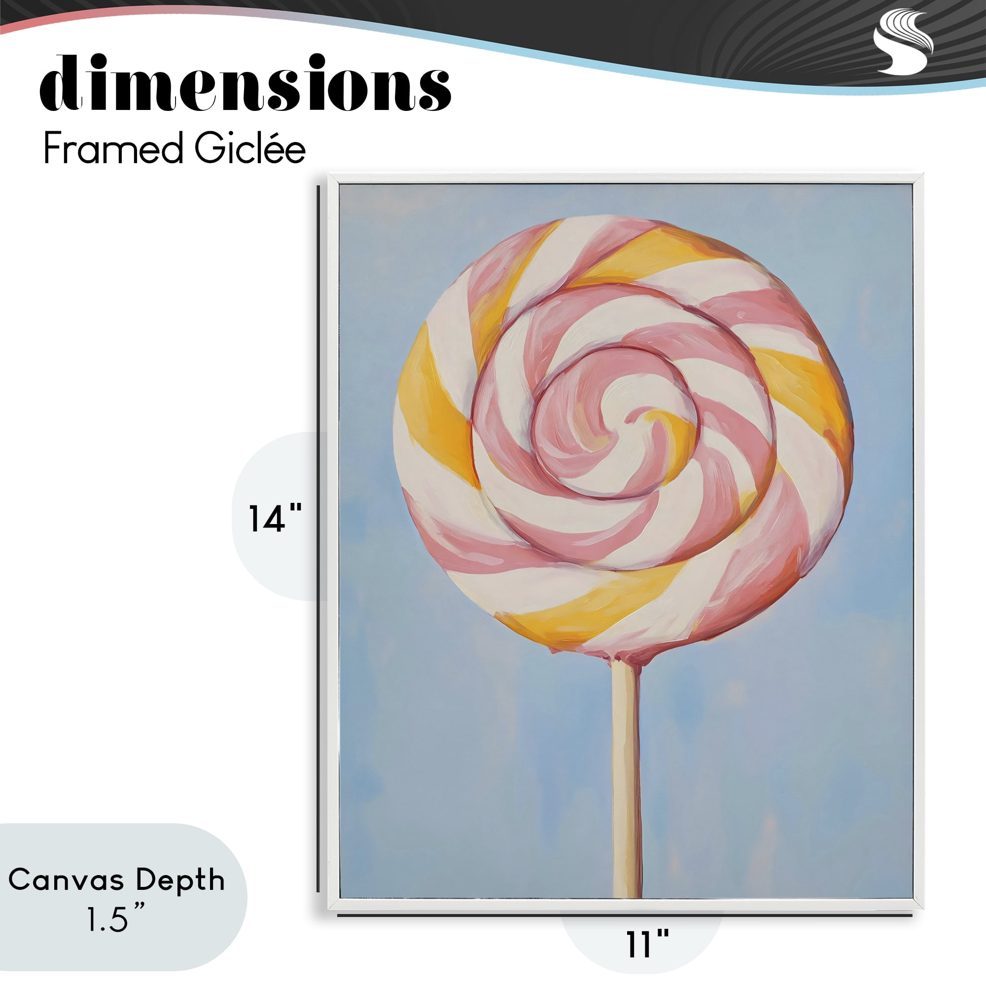 Stupell Industries Lollipop with Pink & Orange Swirl White Framed Giclee Art, design by The Prints Vibe
