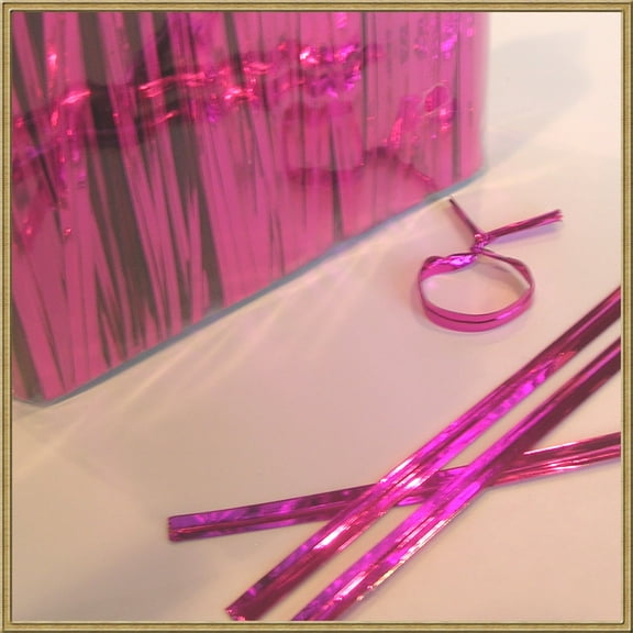 1000pcs 4" PINK metallic twist ties foil twist ties