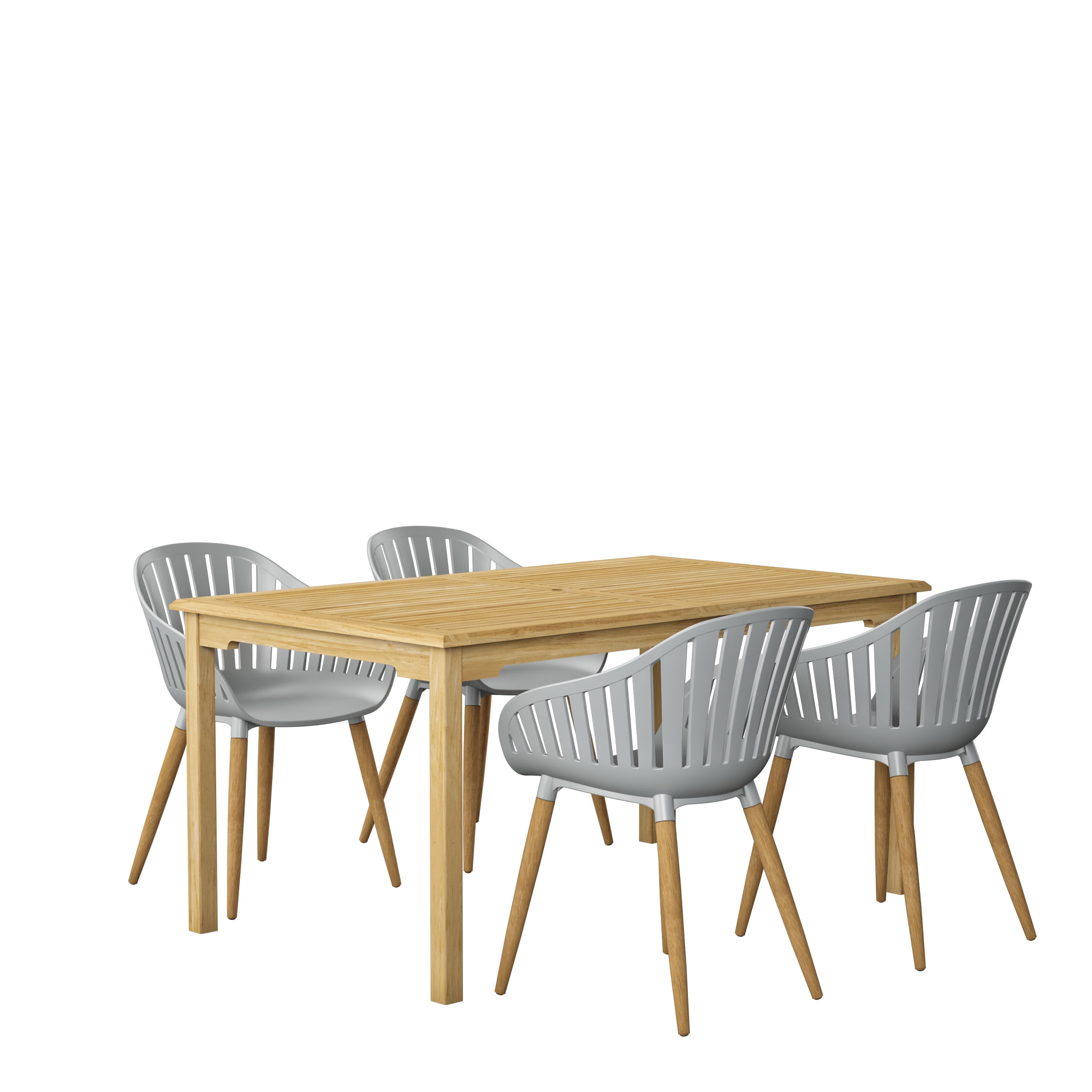 Amazonia Norwich 5 Pieces Certified Teak Rectangular Outdoor Dining Set, Ideal for Patio