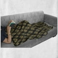 thumbnail image 6 of Art Deco Soft Flannel Fleece Throw Blanket, Jazz Era Inspired Vertically Aligned Peacock Feather Drawing Style, Cozy Plush for Indoor and Outdoor Use, 70" x 90", Pale Orange Dark Brown, by Ambesonne, 6 of 6