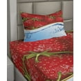 thumbnail image 2 of Ambesonne Strawberry Fitted & Top Sheet Set with Sham, Summer Fruit and Water, Pale Blue Dark Coral, 2 of 4