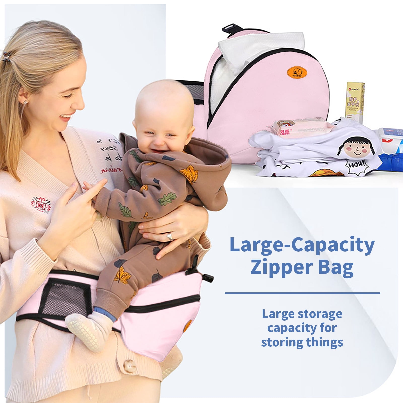 Lvelia Baby Carrier, 6-in-1 Ergonomic Baby Carrier Newborn to Toddler with Hip Seat,Front & Back Baby Holder Carrier,Perfect for Shopping Travelling,up to 44lbs,Pink