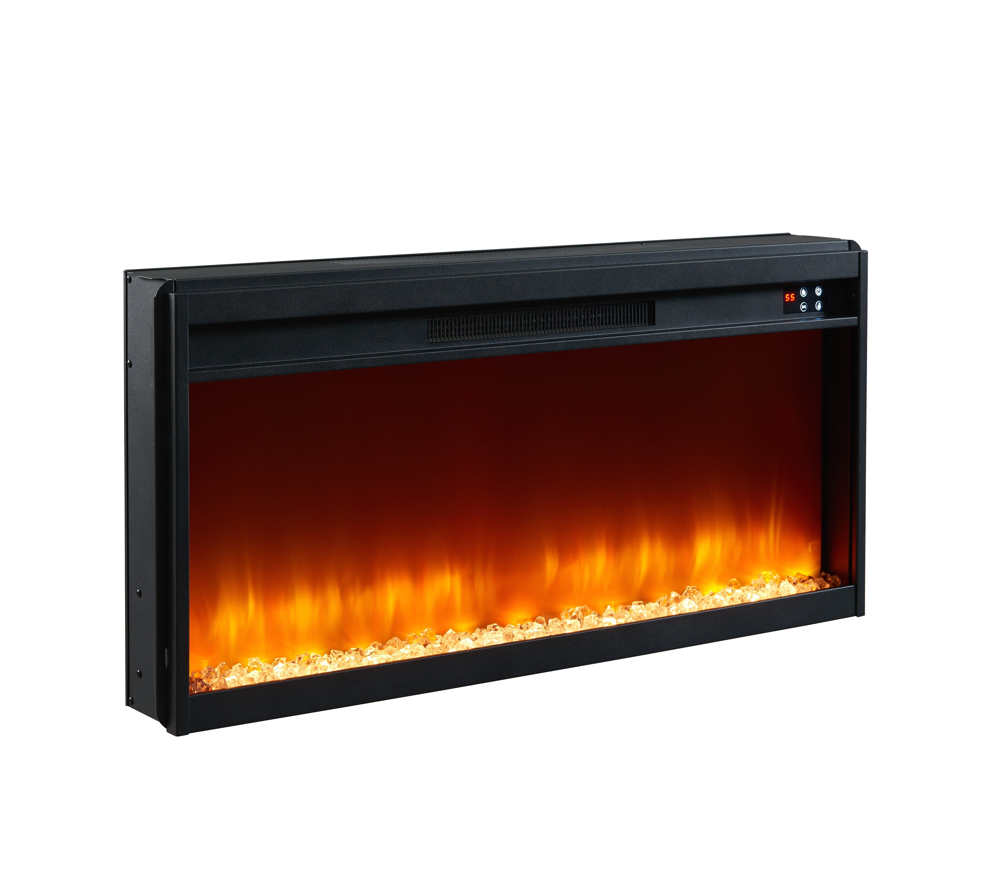 FESTIVO 60" Freestanding Electric Fireplace with Faux Brick Mantle - Brown