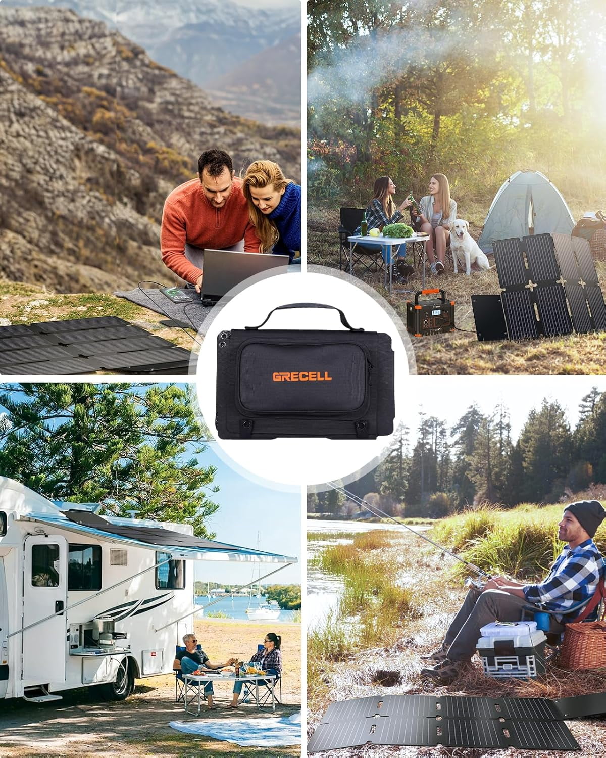 GRECELL Pannello Solare Pieghevole 80W | Caricabatterie Portatile Con USB QC3.0, IP67, Per Campeggio E Esterno
