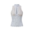 thumbnail image 4 of Women Y2K Coquette Lace Tank Top Sleeveless Sheer Floral Cutout High Neck Slim Crop Going Out Top Party Clubwear, 4 of 7