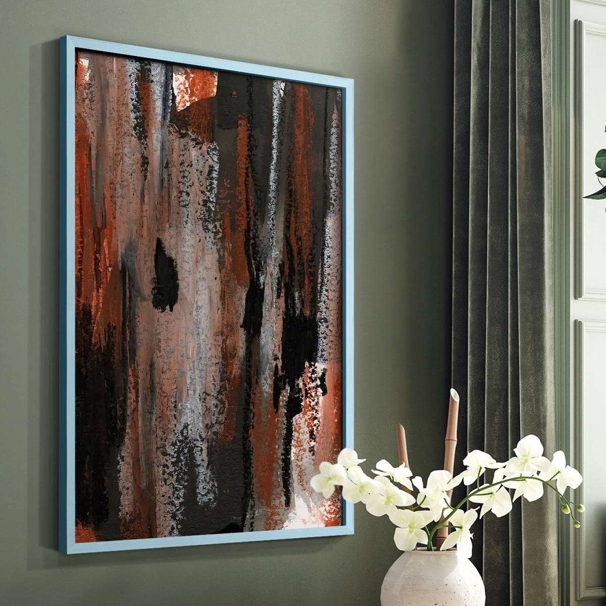 Loft Pastel VII Framed Print in Blue Solid Wood Framed Print No Nail Hanging