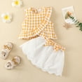 thumbnail image 3 of WIBACKER 3M-3Y Toddler Baby Girl Plaid Shirt Soft Ruffled Tank Top + Lace Skirt with Bow Summer Infant Outfits Set, 3 of 9