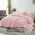 thumbnail image 2 of Jessy Home 3 Piece Fleece Queen Comforter Set - Soft & Warm Fluffy Pink Sherpa Bedding , Fuzzy Heavy Double Sided Design Winter Comforter with 2 Pillow Cases, 2 of 8