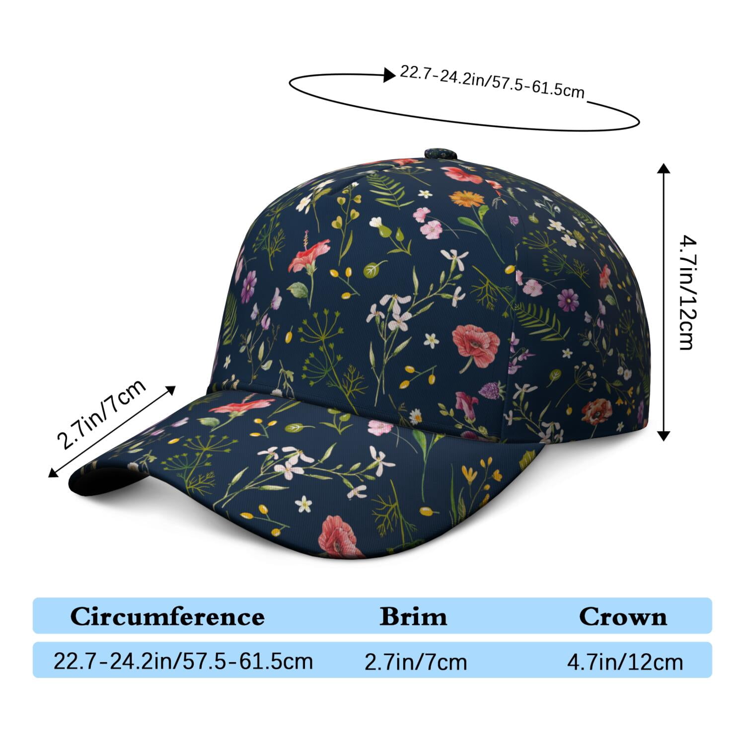 Rag & Bone Floral Baseball Cap Black Rust White Recycled Polyester Hat Gracie Floral Baseball Cap | Rifle Paper Co main image 3