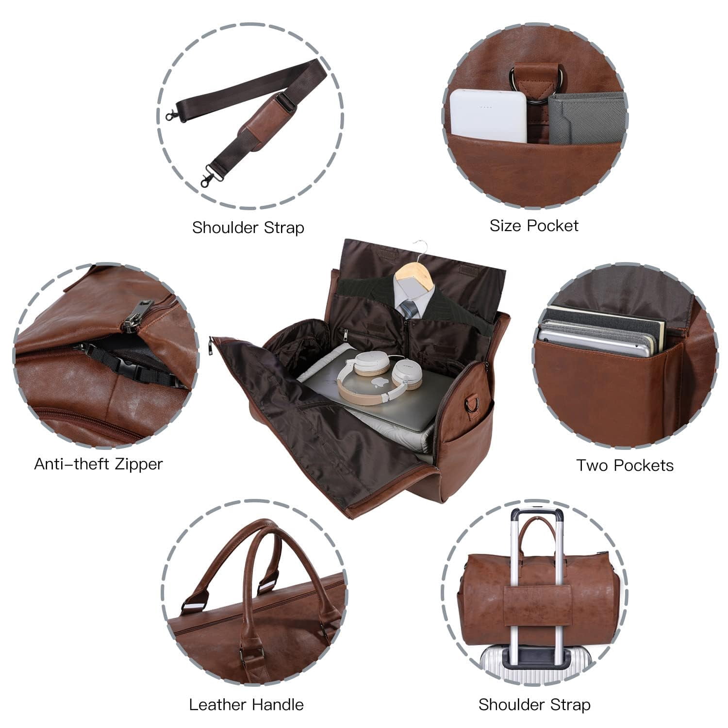 seyfocnia Convertible Travel Garment Bag,Carry on Garment Duffel Bag for Men Women - 2 in 1 Hanging Suitcase Suit Business Travel Bag