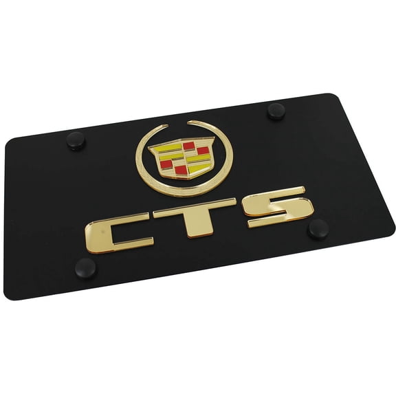 Cadillac CTS Logo License Plate (Gold on Black)