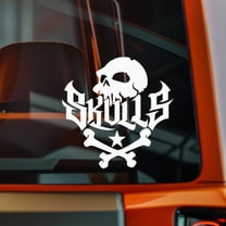 Rider Skull Bikers Vinyl Decal Sticker Bumper Window Laptop 8x8" White