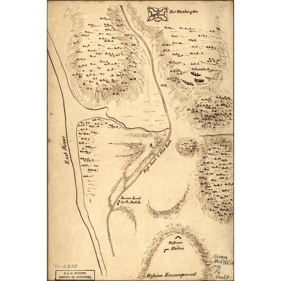 24"x36" Gallery Poster, map Fort Washington vicinity new york city 1776