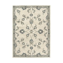 LR Home Aiden 5' x 7' Ivory/Light Blue Floral Wool Indoor Area Rug